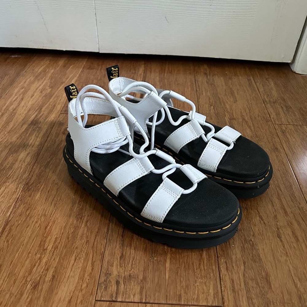 Dr. Martens white lace up sandals